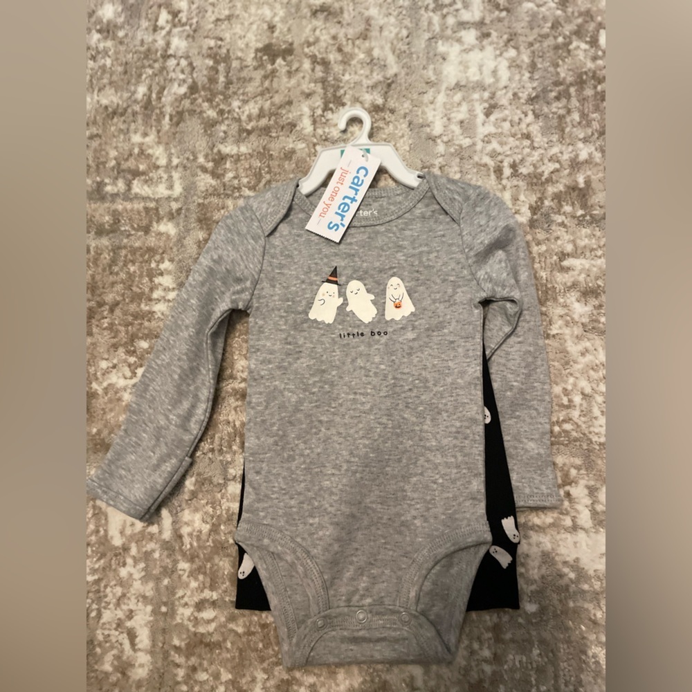 Carter's Gray Bodysuit with Ghost Print